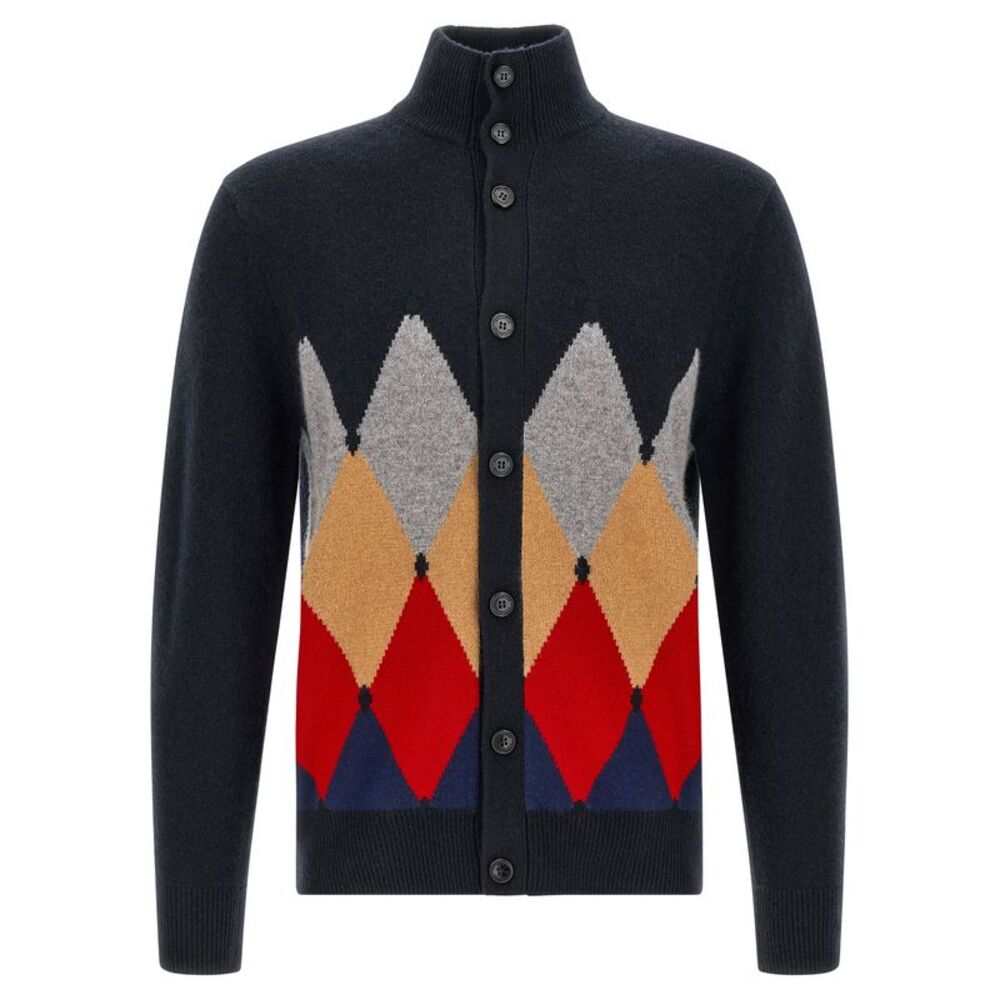 Ballantyne Men 'Classic Diamond' Diamond Intarsia Cardigan